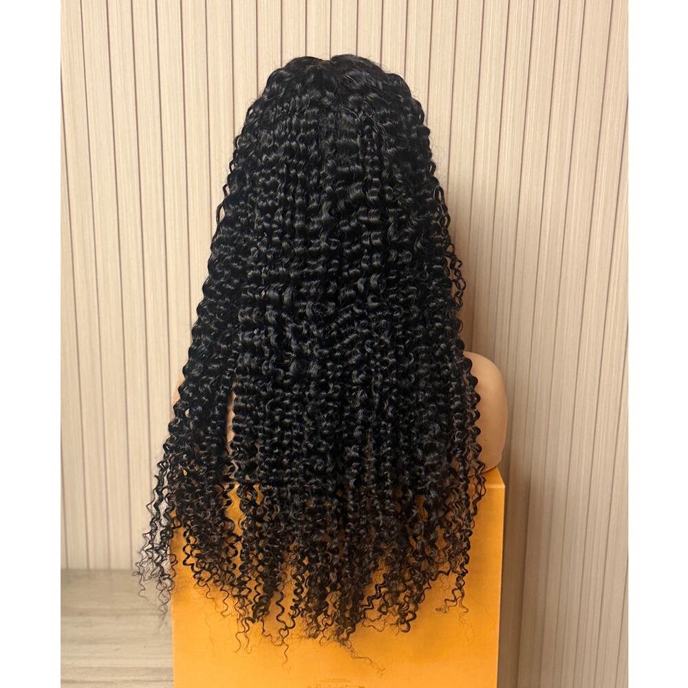 LOC - Human Hair Lace Front Wig Deep Curly 30" Natural Black NEW